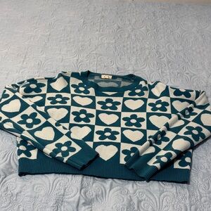 Debut Blue and White Patterned Sweater